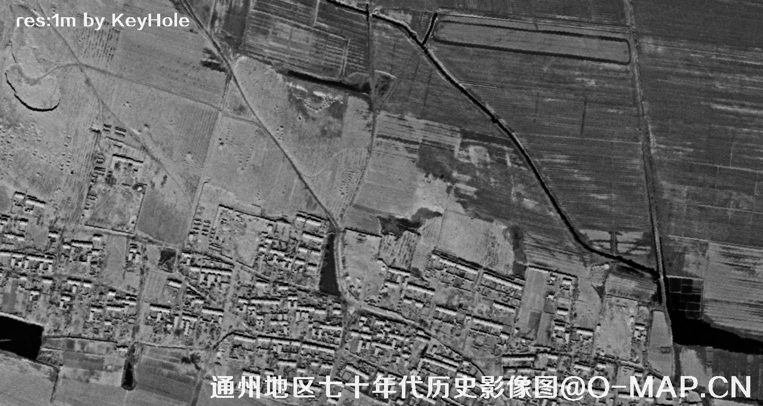 锁眼卫星七十年代拍摄的北京市通州区历史影像图