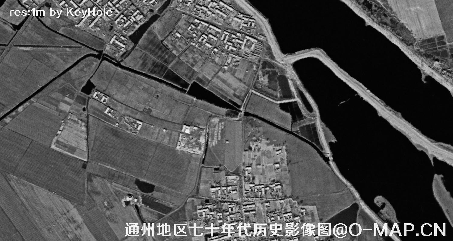 锁眼卫星七十年代拍摄的北京市通州区历史影像图
