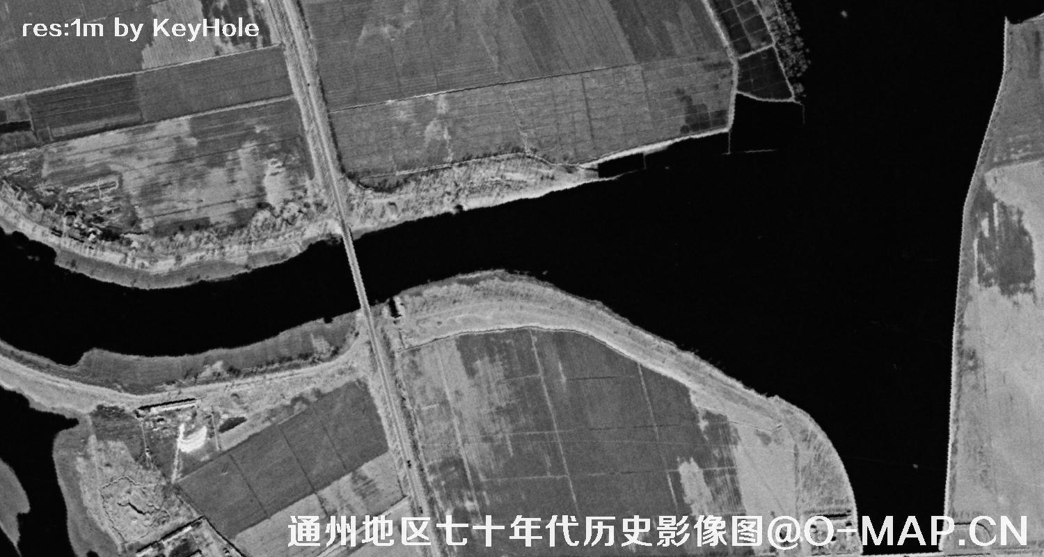 锁眼卫星七十年代拍摄的北京市通州区历史影像图