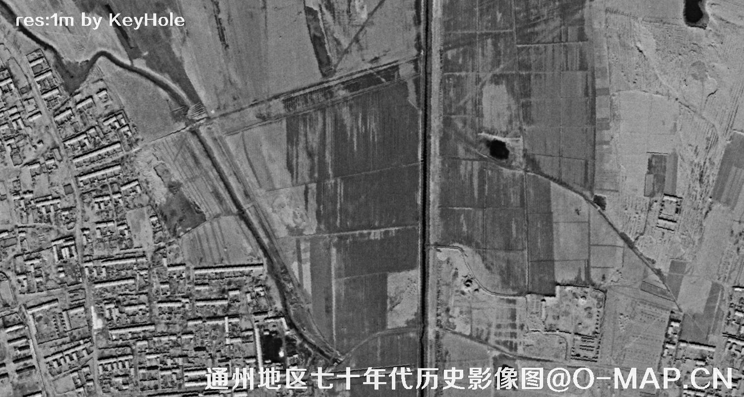 锁眼卫星七十年代拍摄的北京市通州区历史影像图