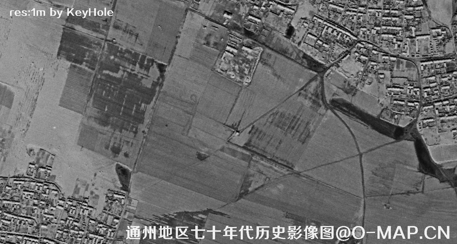 锁眼卫星七十年代拍摄的北京市通州区历史影像图