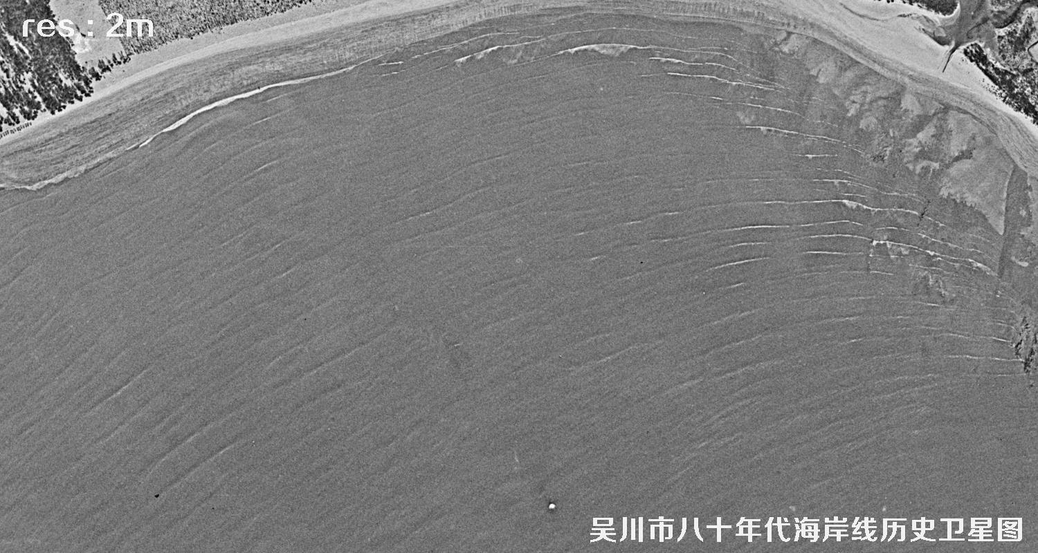 广东省湛江市吴川市八十年代海岸线历史卫星图