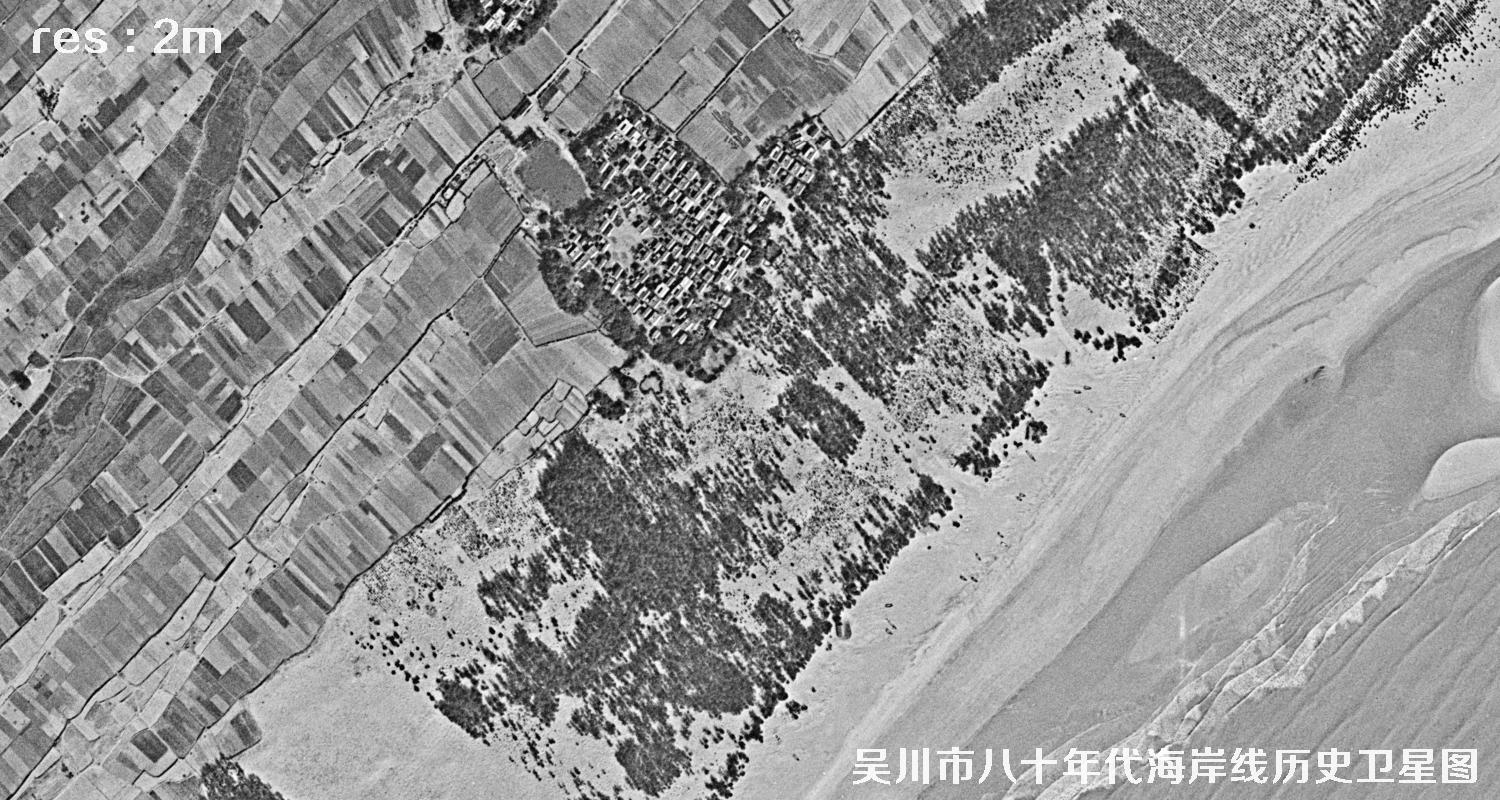 广东省湛江市吴川市八十年代海岸线历史卫星图