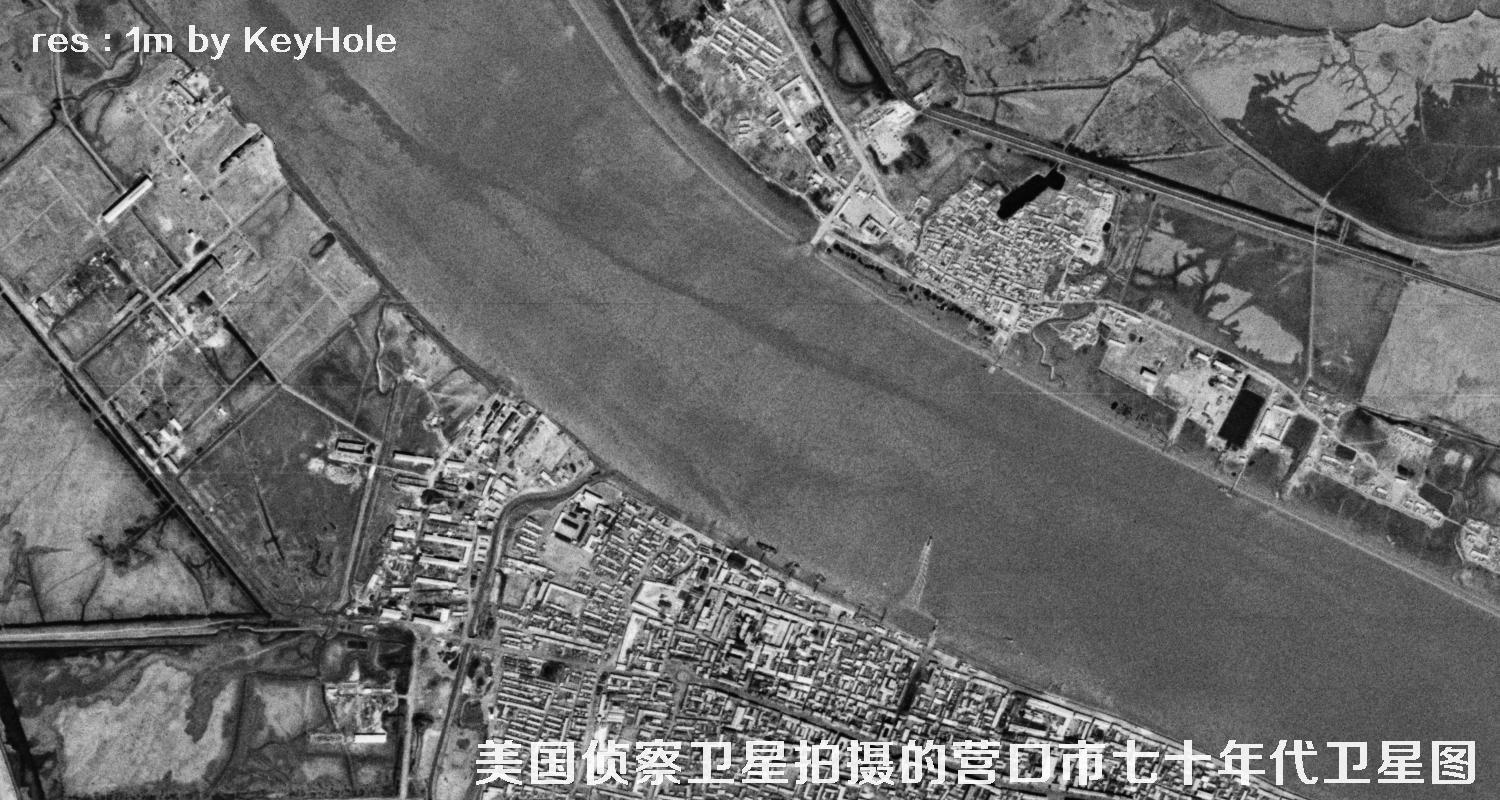 美国锁眼侦察卫星于七十年代拍摄的辽宁省营口市高清历史卫星图