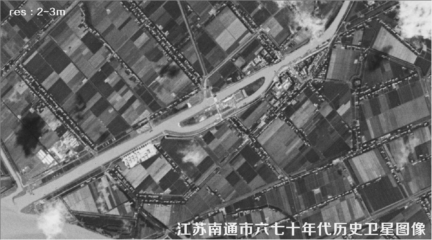 江苏省南通市某区域六七十年代锁眼卫星卫星历史图像