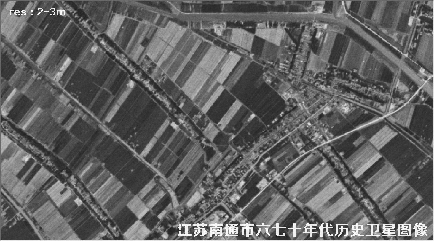江苏省南通市某区域六七十年代锁眼卫星卫星历史图像