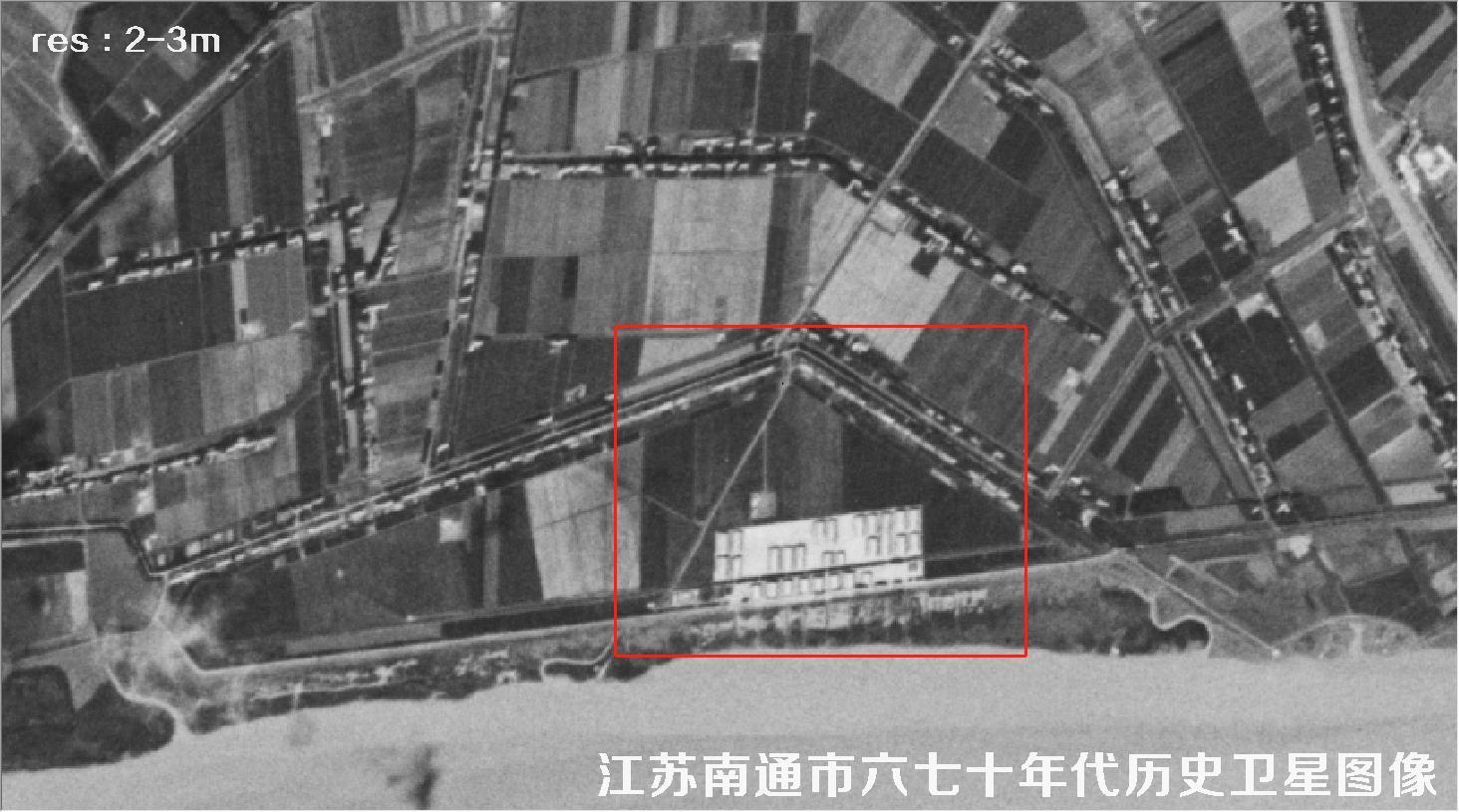 江苏省南通市某区域六七十年代锁眼卫星卫星历史图像