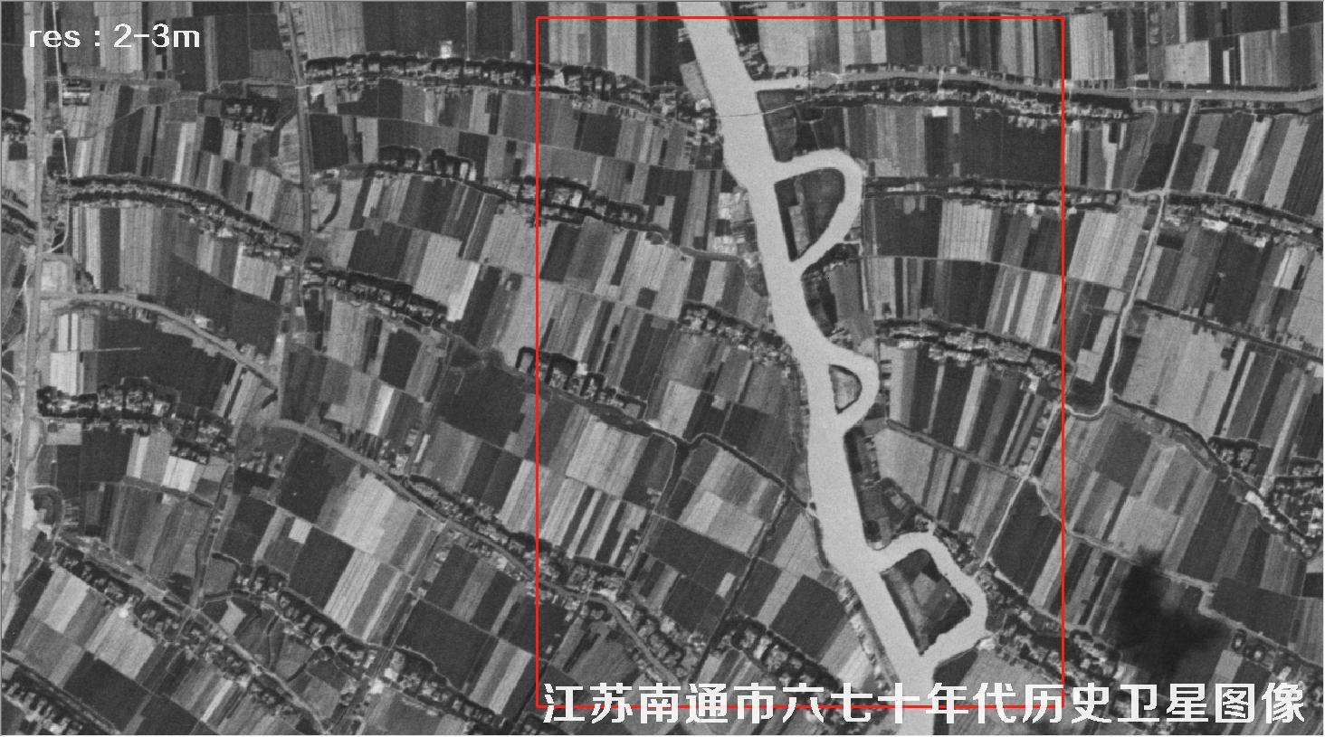 江苏省南通市某区域六七十年代锁眼卫星卫星历史图像