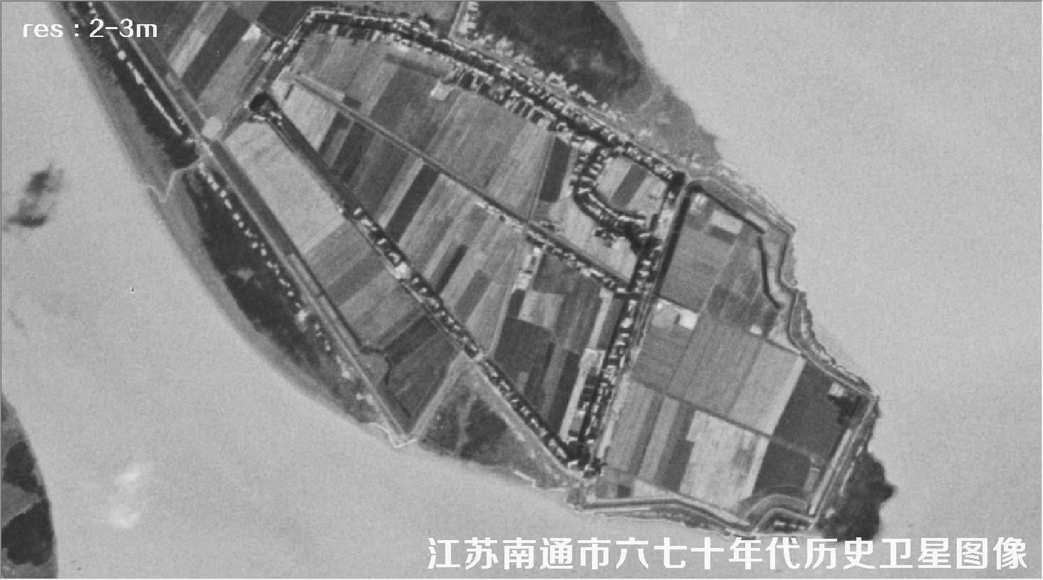 江苏省南通市某区域六七十年代锁眼卫星卫星历史图像