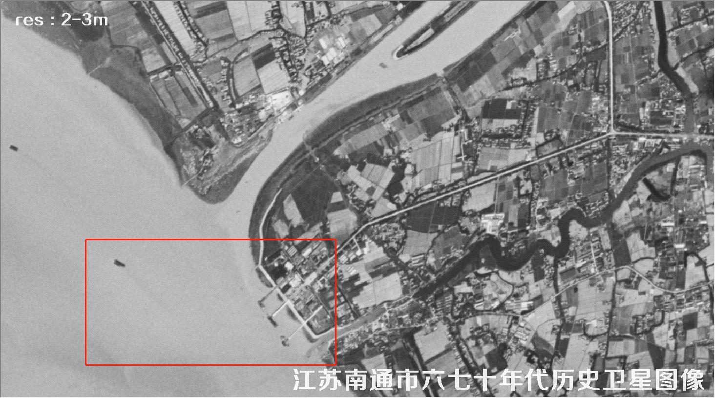 江苏省南通市某区域六七十年代锁眼卫星卫星历史图像