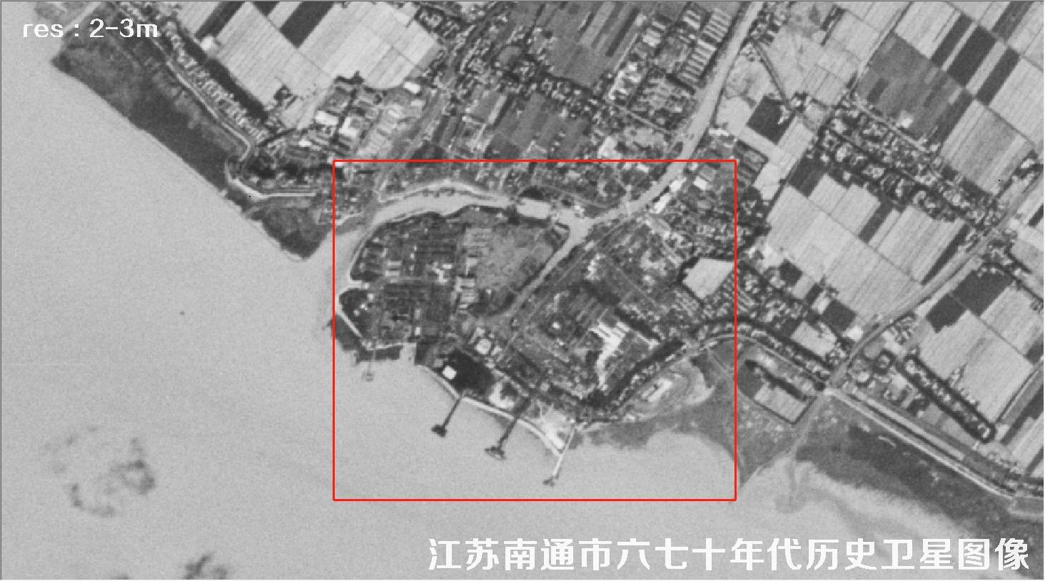 江苏省南通市某区域六七十年代锁眼卫星卫星历史图像