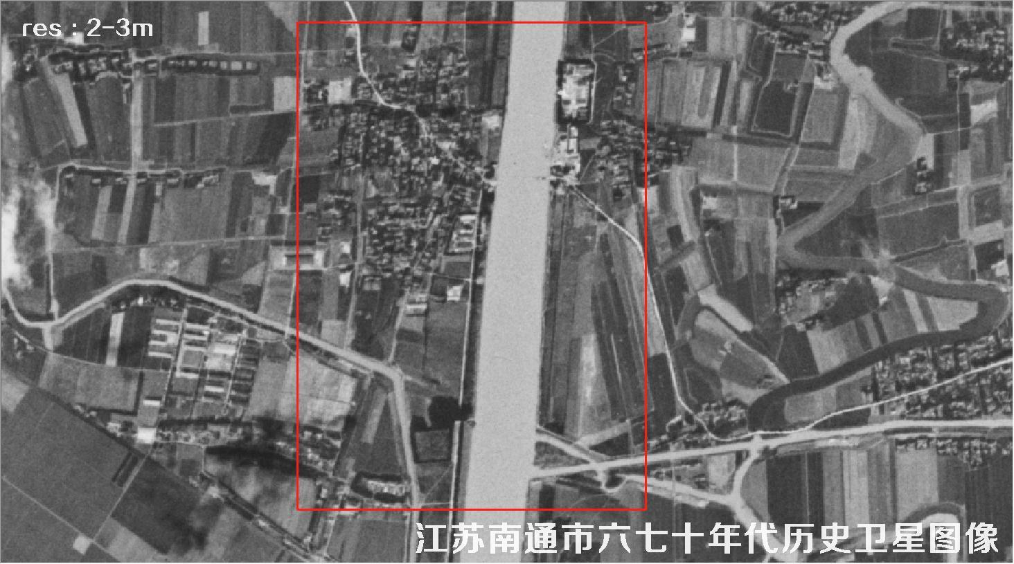 江苏省南通市某区域六七十年代锁眼卫星卫星历史图像