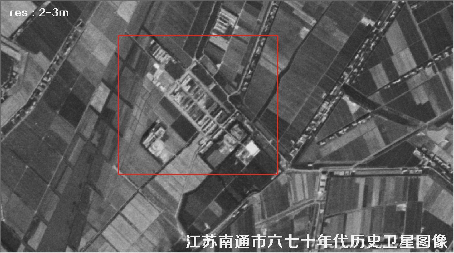 江苏省南通市某区域六七十年代锁眼卫星卫星历史图像