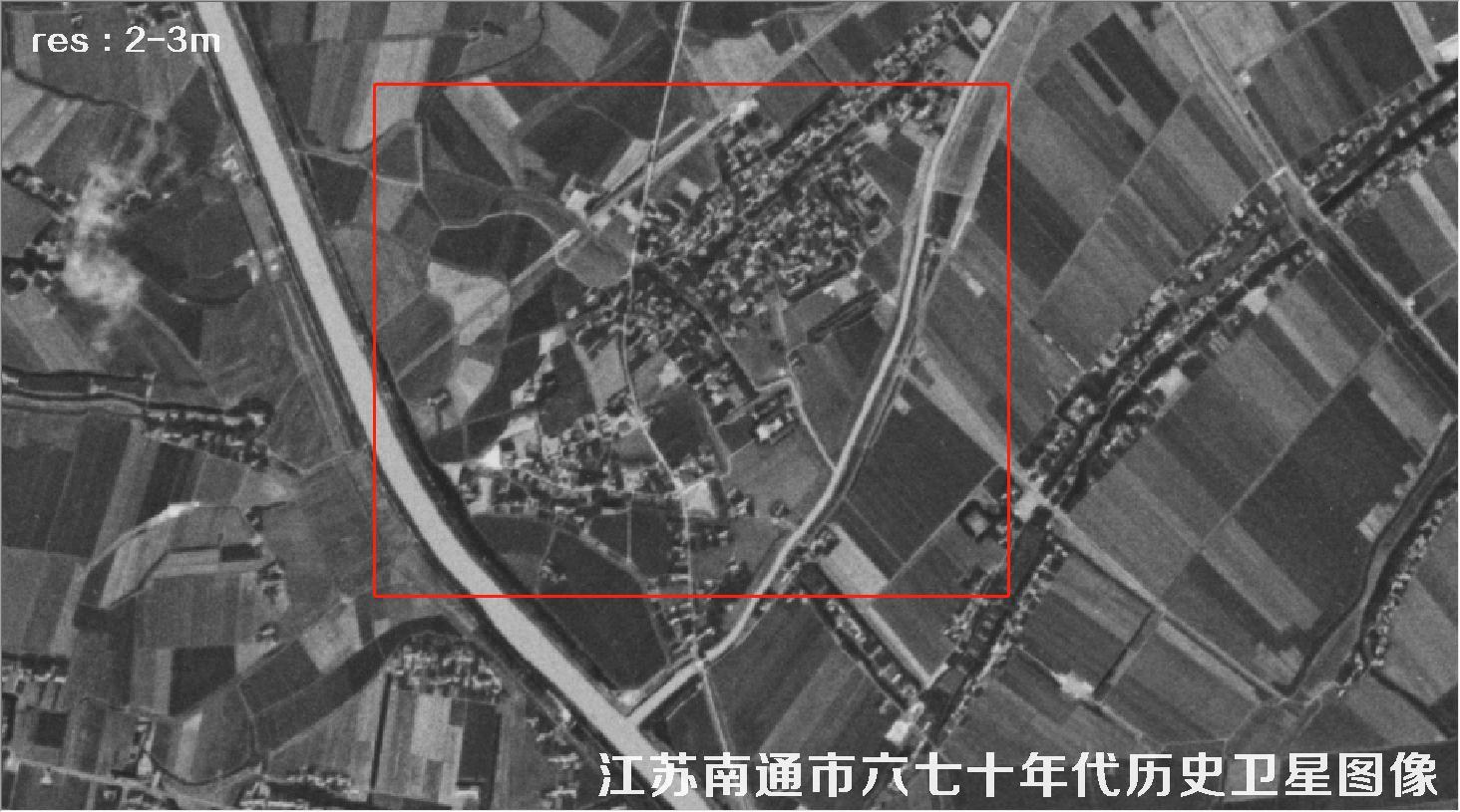 江苏省南通市某区域六七十年代锁眼卫星卫星历史图像
