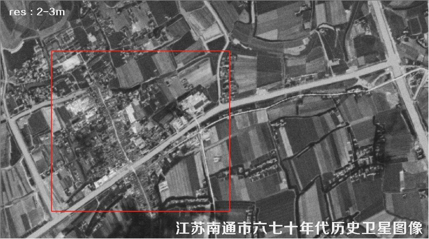 江苏省南通市某区域六七十年代锁眼卫星卫星历史图像