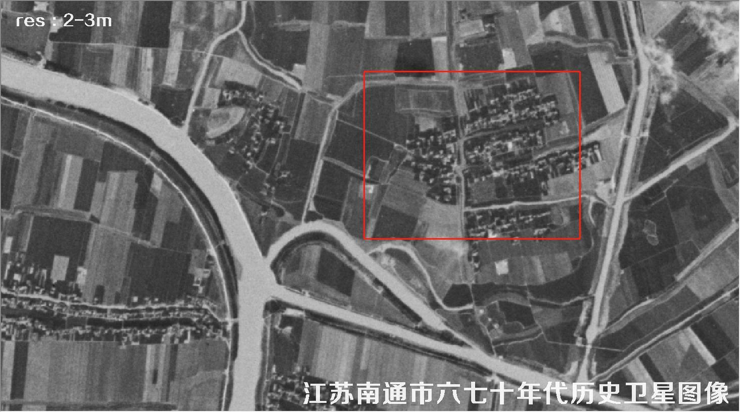 江苏省南通市某区域六七十年代锁眼卫星卫星历史图像