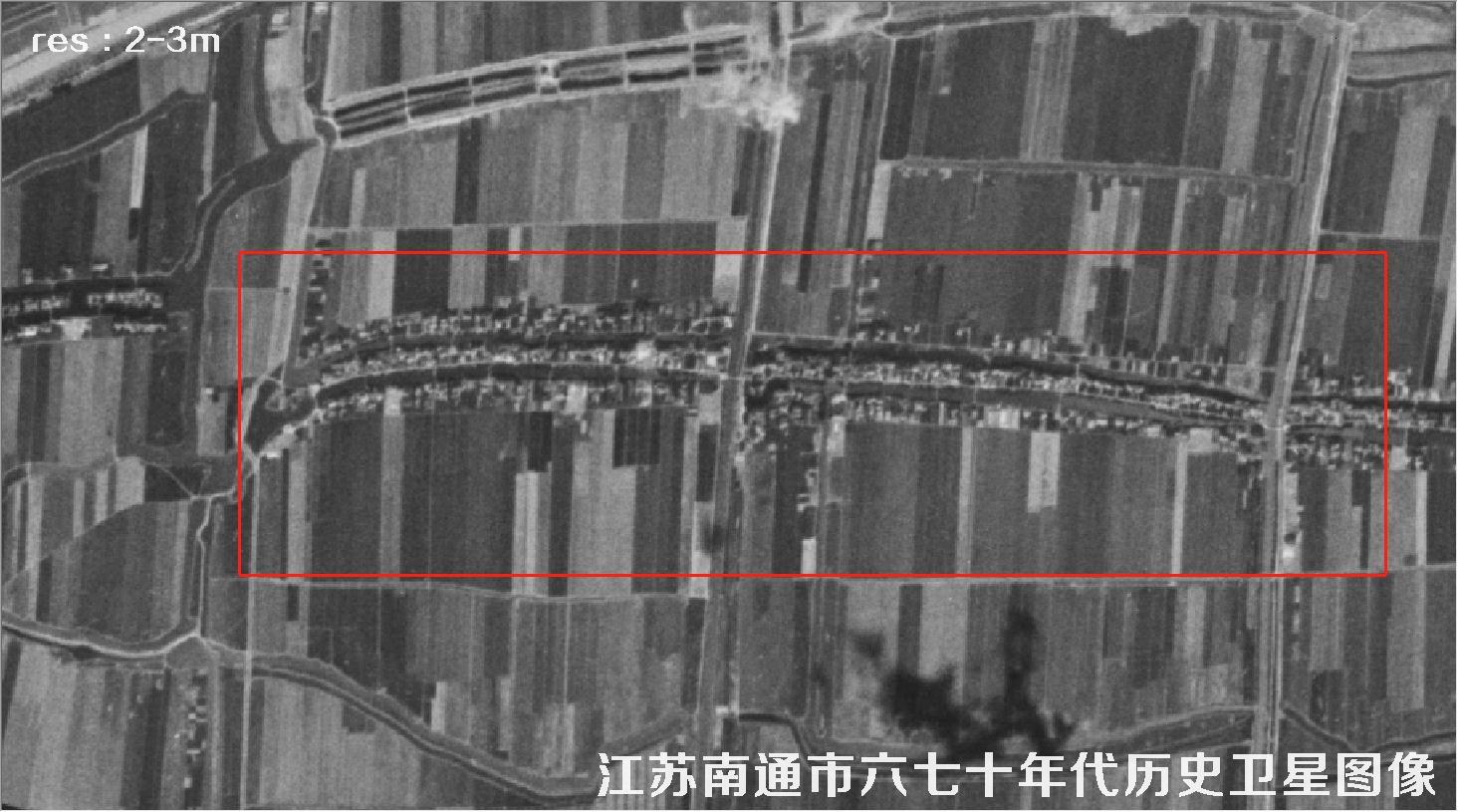 江苏省南通市某区域六七十年代锁眼卫星卫星历史图像