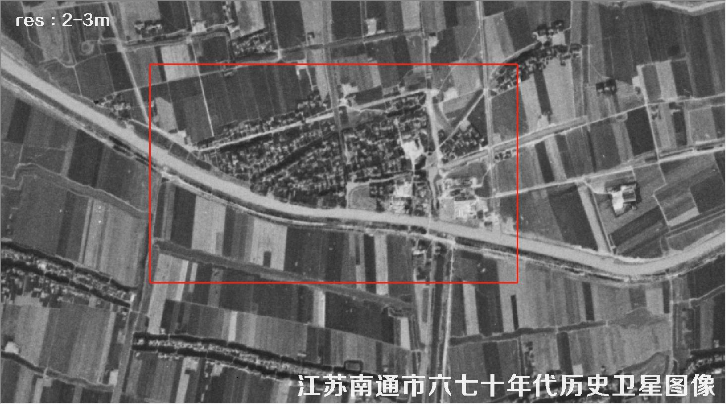 江苏省南通市某区域六七十年代锁眼卫星卫星历史图像