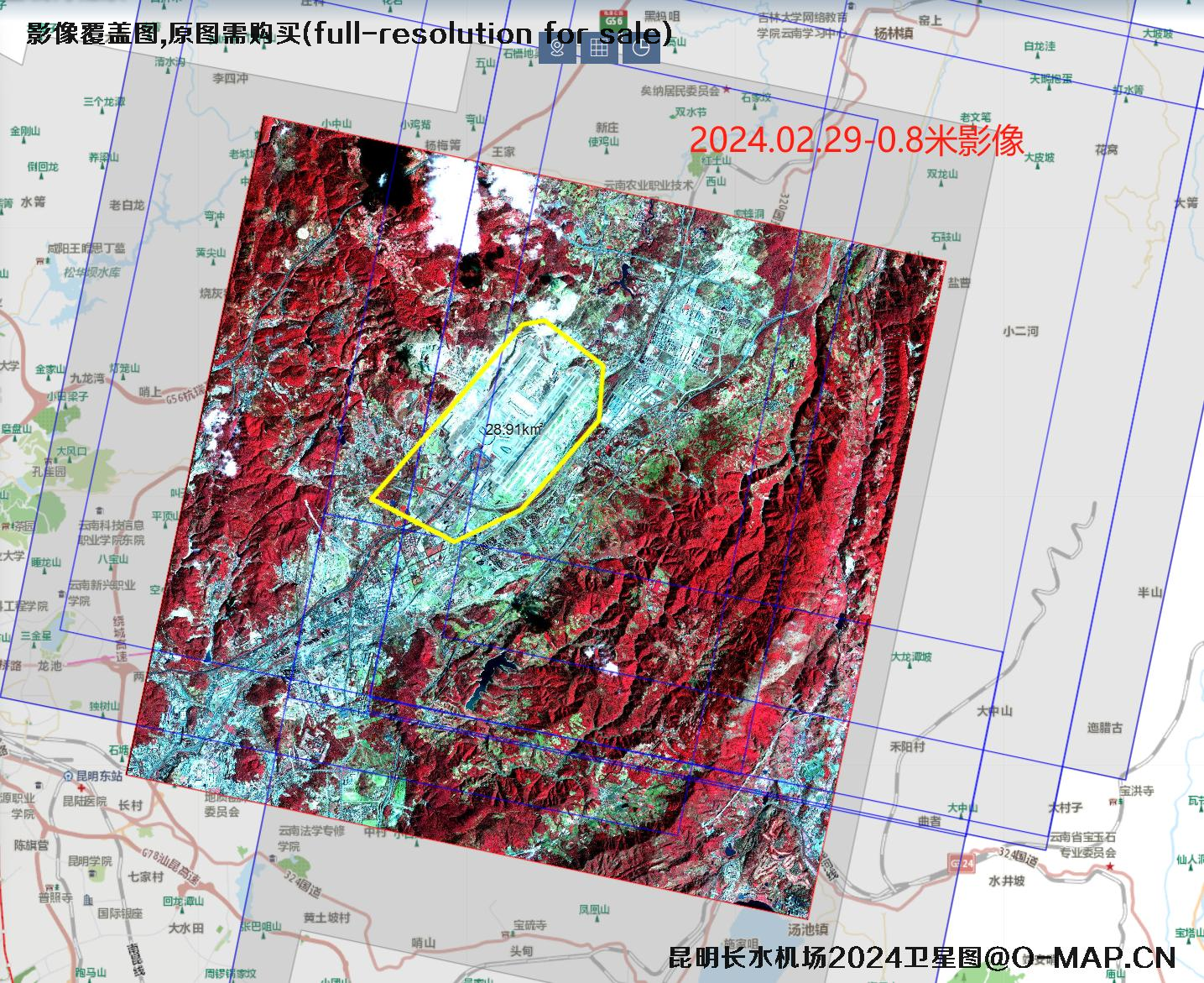昆明长水机场2024年高分辨率卫星影像图查询结果