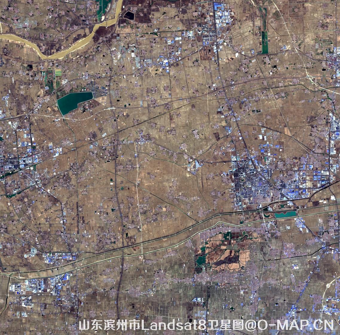 Landsat8卫星2022年3月份拍摄的山东省滨州市卫星图