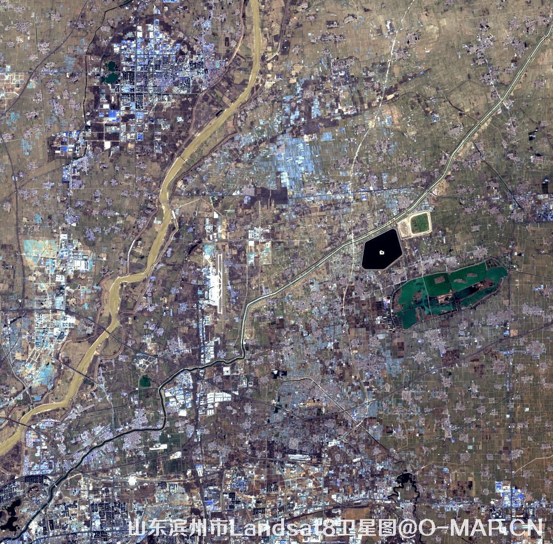 Landsat8卫星2022年3月份拍摄的山东省滨州市卫星图
