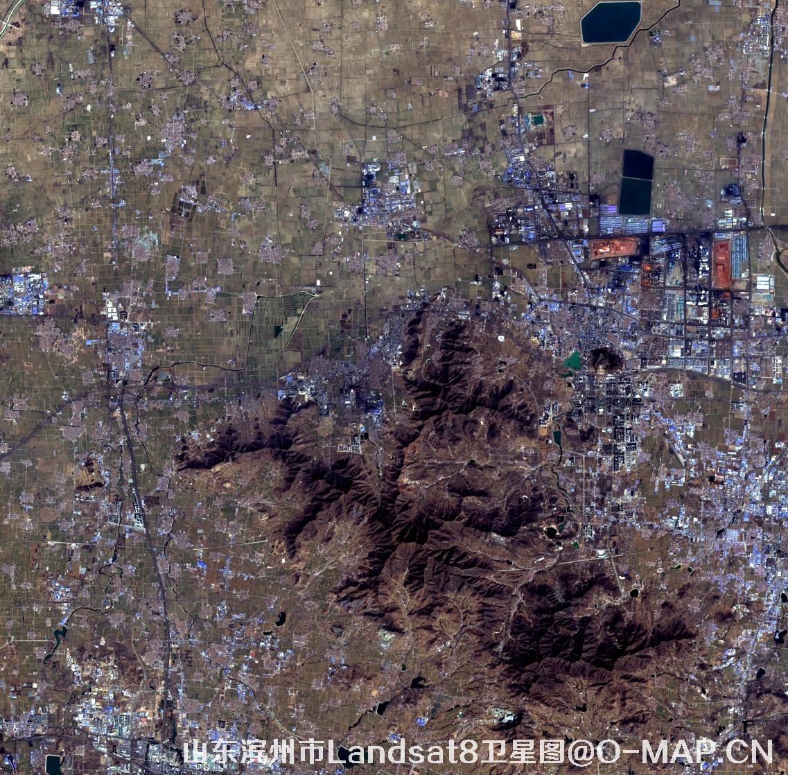 Landsat8卫星2022年3月份拍摄的山东省滨州市卫星图