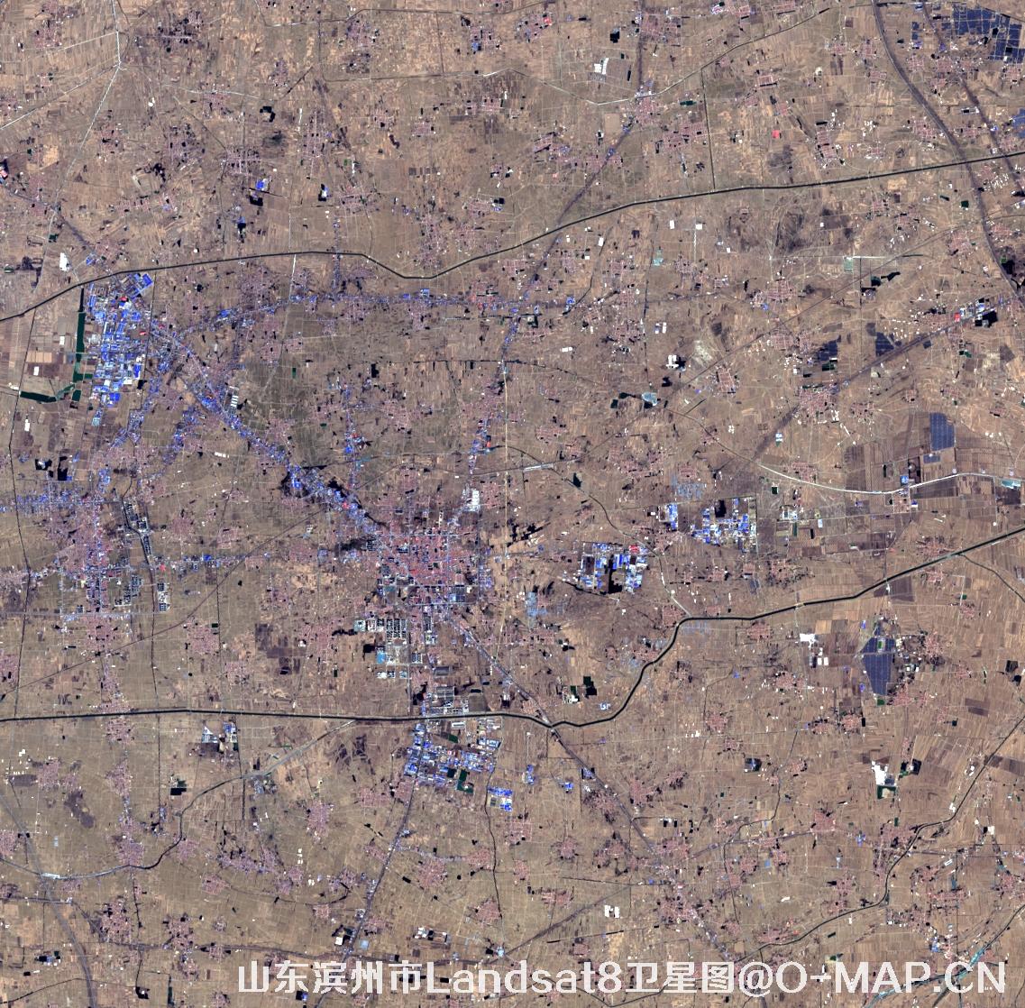 Landsat8卫星2022年3月份拍摄的山东省滨州市卫星图