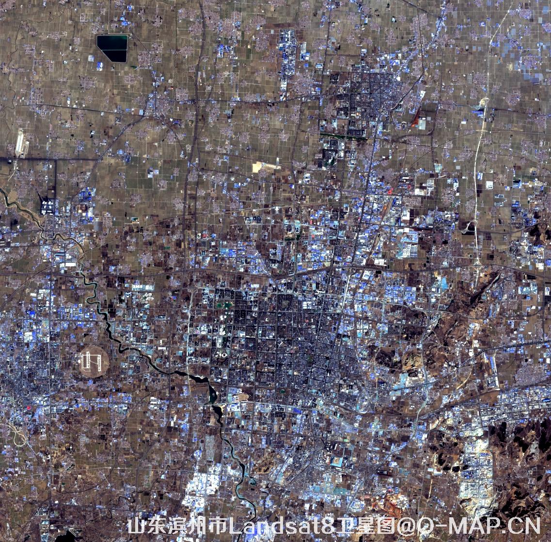 Landsat8卫星2022年3月份拍摄的山东省滨州市卫星图