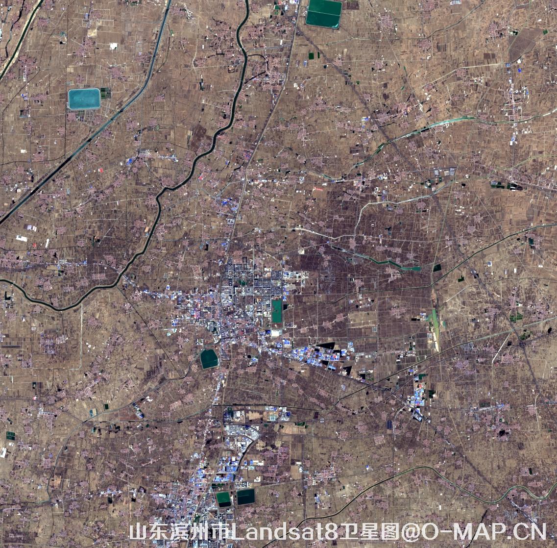 Landsat8卫星2022年3月份拍摄的山东省滨州市卫星图