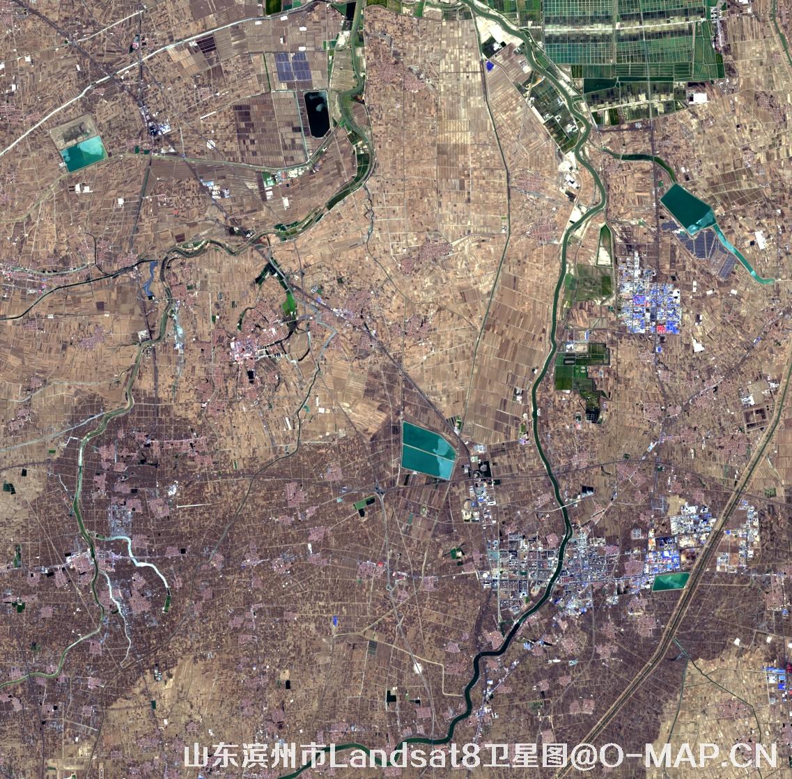 Landsat8卫星2022年3月份拍摄的山东省滨州市卫星图
