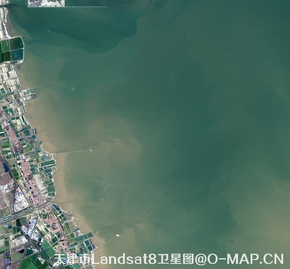 Landsat8卫星2022年3月份拍摄的天津市卫星图