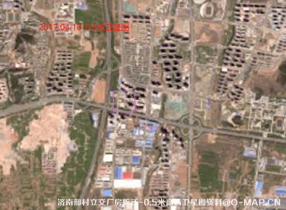 山东省济南市历城区邢村立交厂房拆迁卫星图