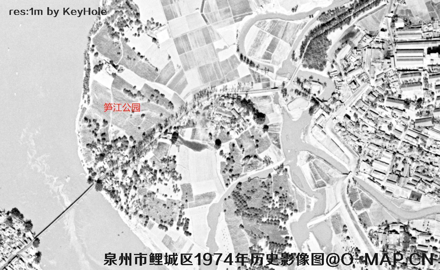 福建省泉州市鲤城区1974年锁眼卫星历史影像图