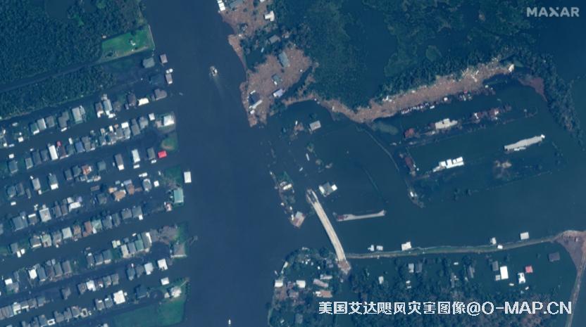 Maxar卫星拍摄的美国路易斯安那州艾达飓风灾害图像