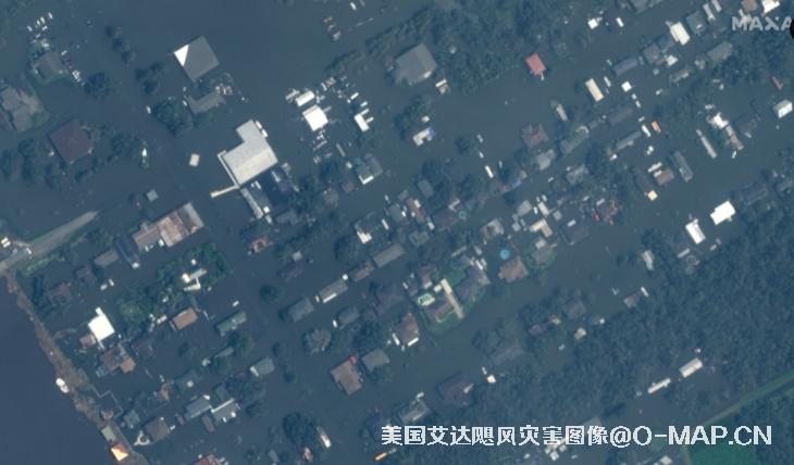Maxar卫星拍摄的美国路易斯安那州艾达飓风灾害图像