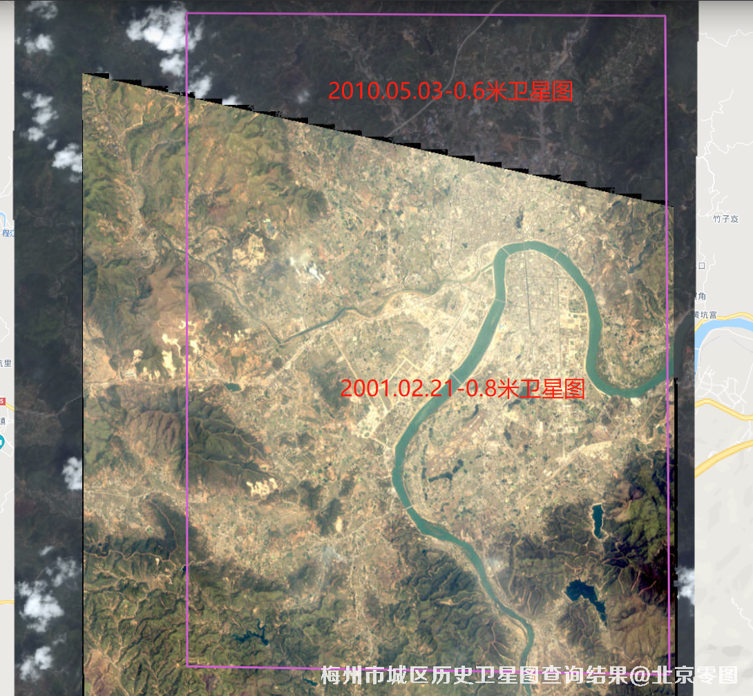 梅州市城区2001年历史卫星图查询结果