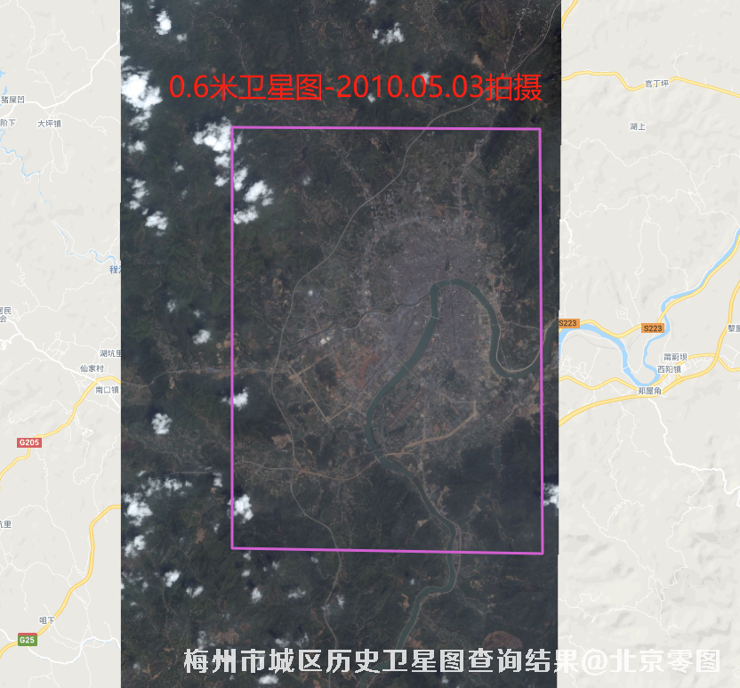 梅州市城区2001年历史卫星图查询结果