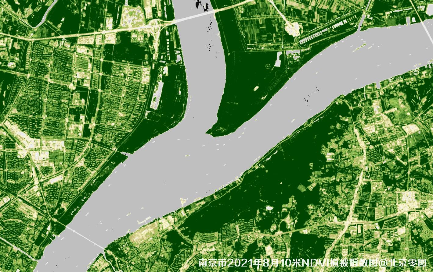 江苏省南京市2021年NDVI植被指数图（局部放大）