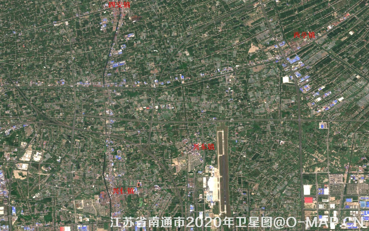 江苏省南通市兴东镇机场2020年卫星图