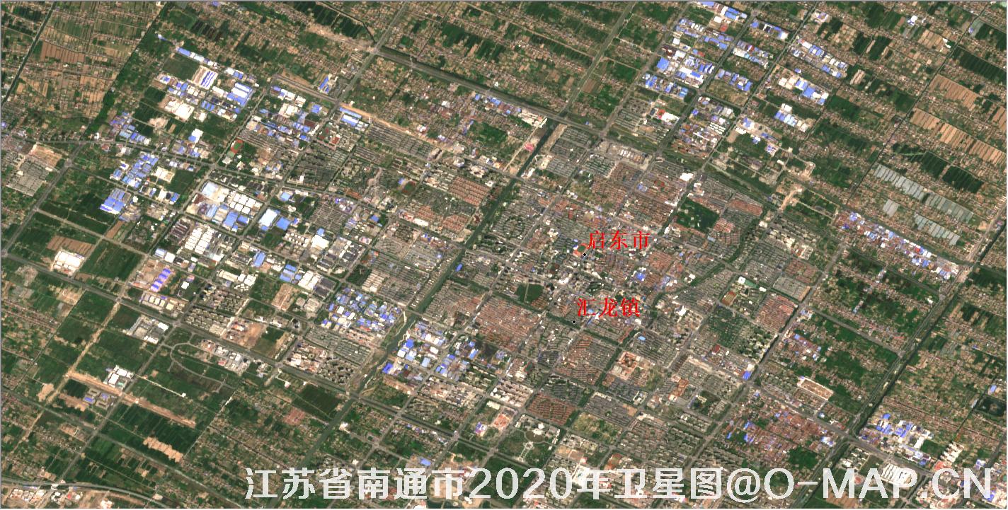 江苏省南通市启东市2020年卫星图