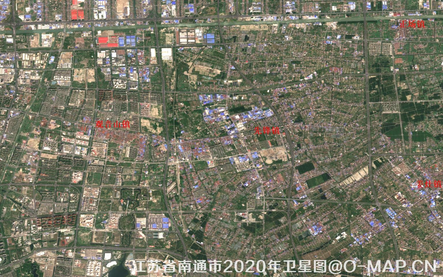 江苏省南通市观音山镇2020年卫星图