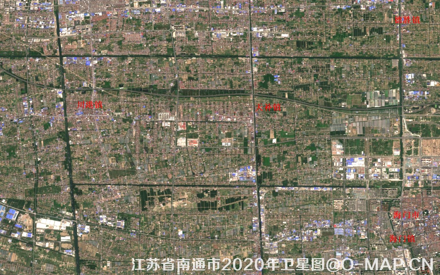 江苏省南通市海门市2020年卫星图
