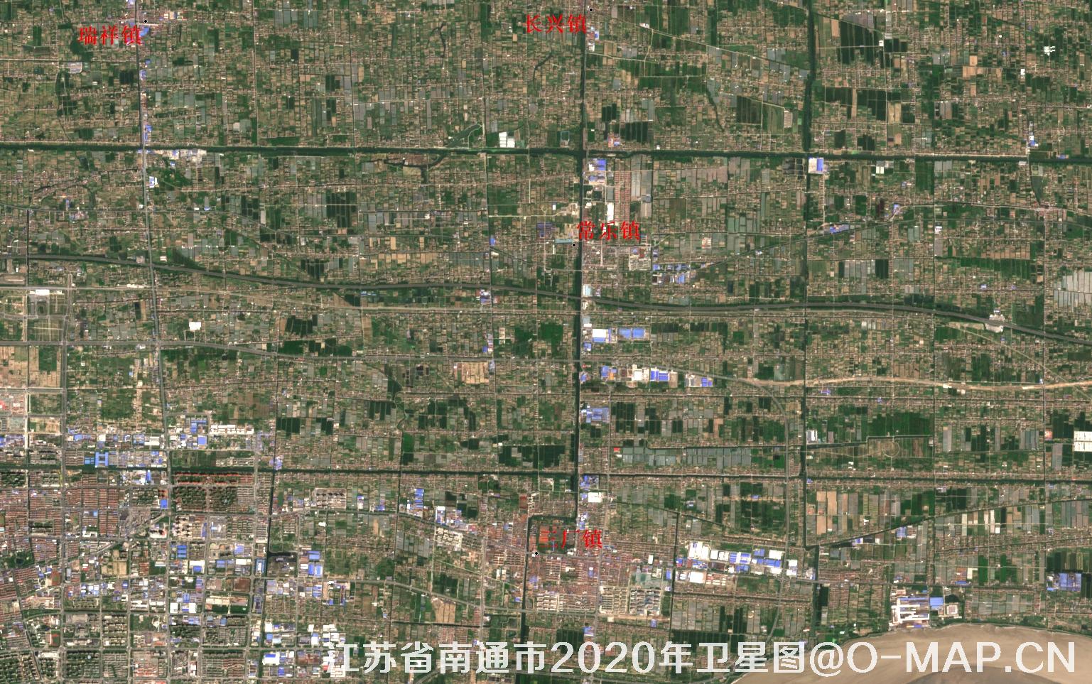 江苏省南通市三厂镇常乐镇2020年卫星图
