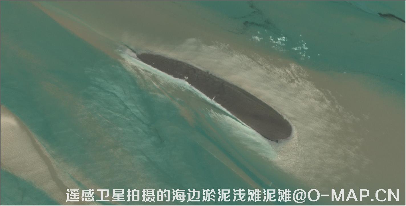 遥感卫星拍摄的海边淤泥浅滩泥滩卫星图