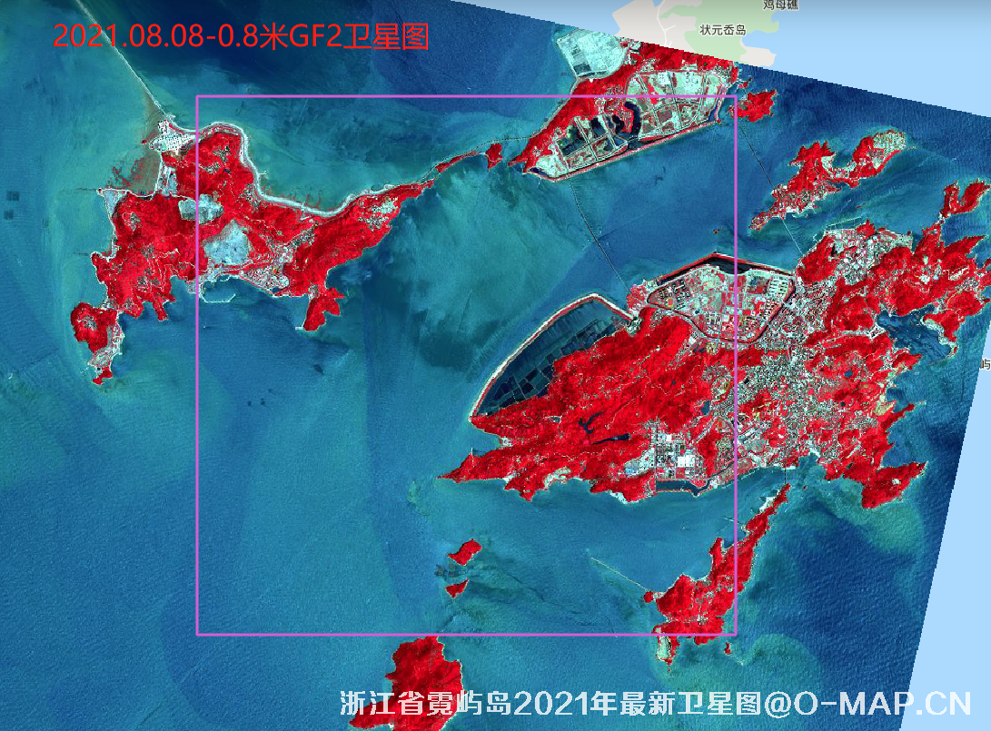 浙江省洞头区霓屿岛2021年最新0.8米高分二号卫星影像图