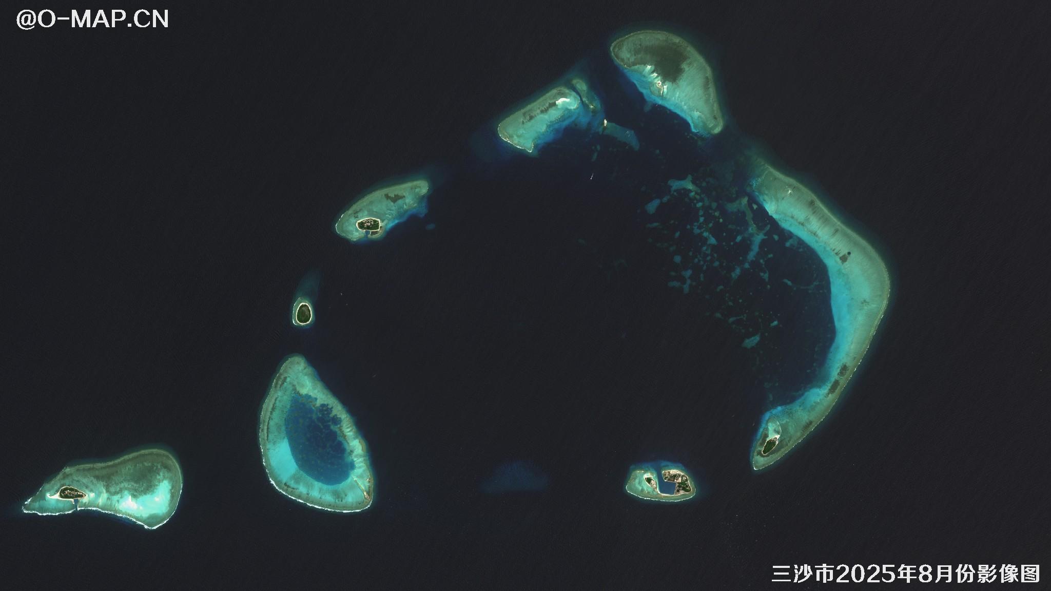 三沙市2025年8月最新卫星图像