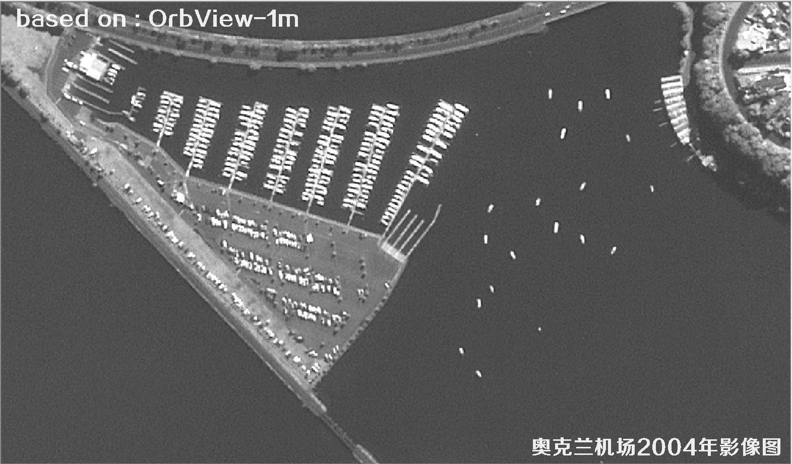 奥克兰机场及周边2004年OrbView卫星1米分辨率影像图