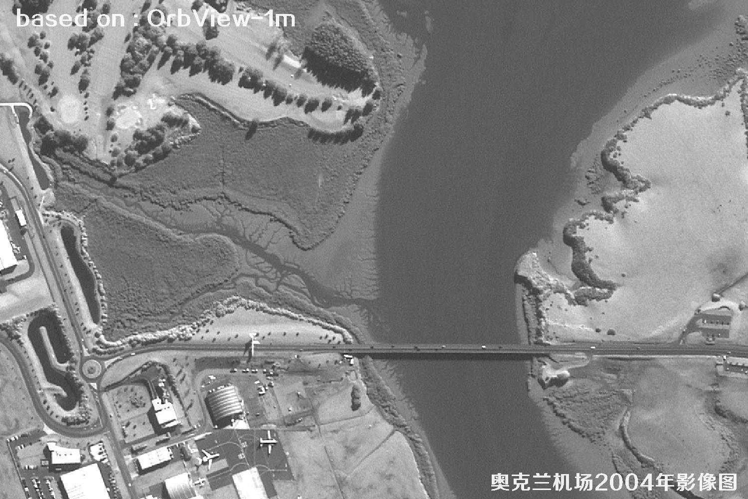 奥克兰机场及周边2004年OrbView卫星1米分辨率影像图