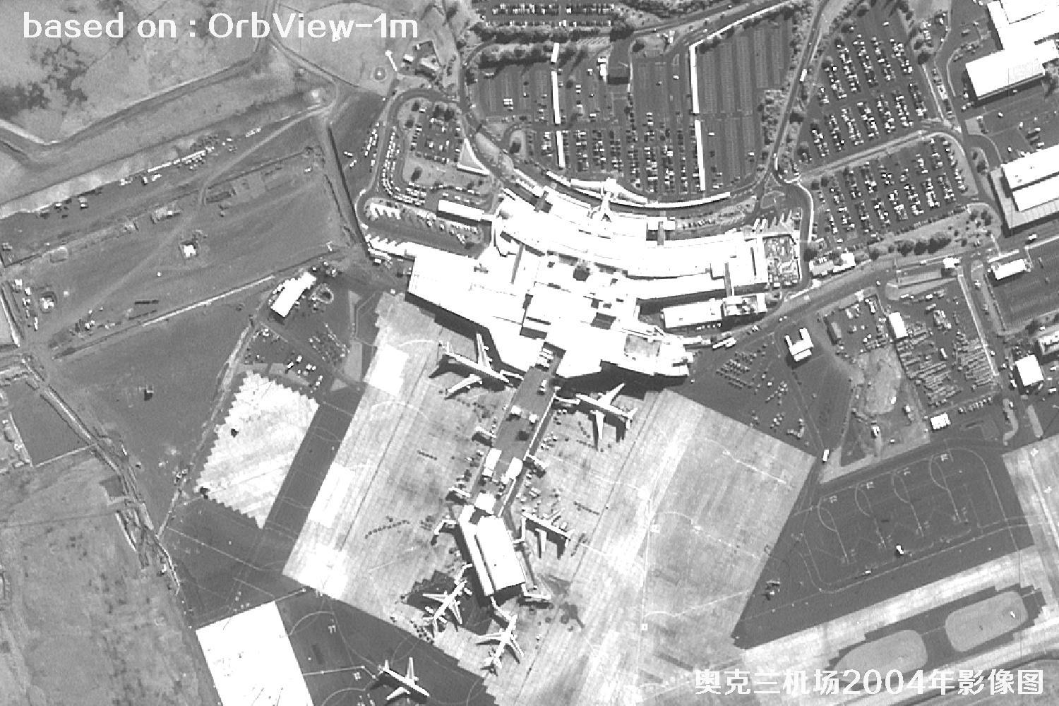 奥克兰机场及周边2004年OrbView卫星1米分辨率影像图