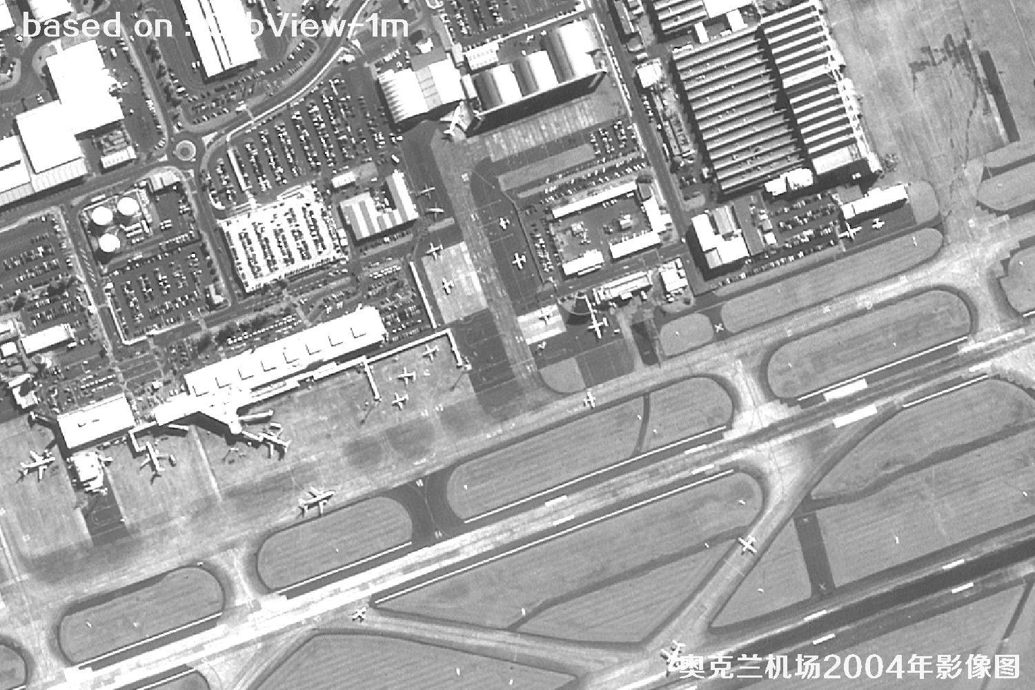 奥克兰机场及周边2004年OrbView卫星1米分辨率影像图